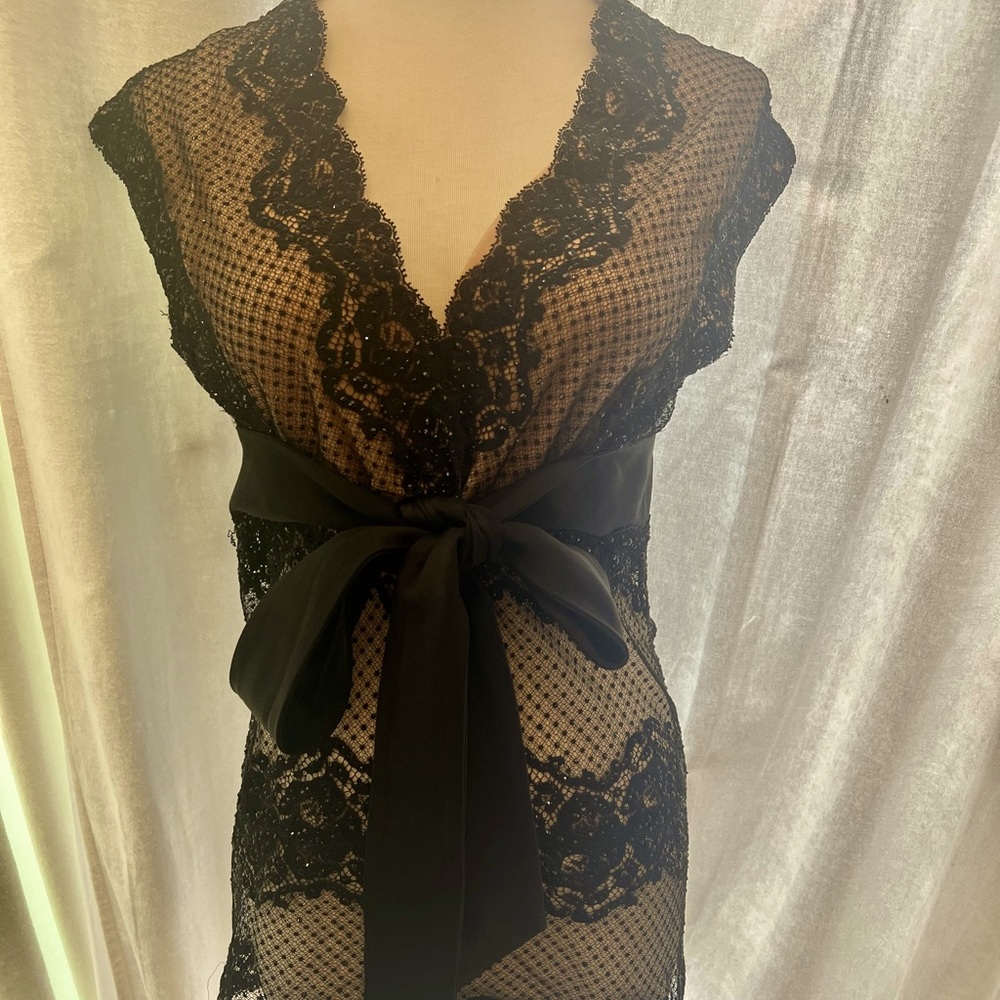 FANTASTIC LACE AND BLACK BEADS GIANFRANCO FERRE COUTURE TOP